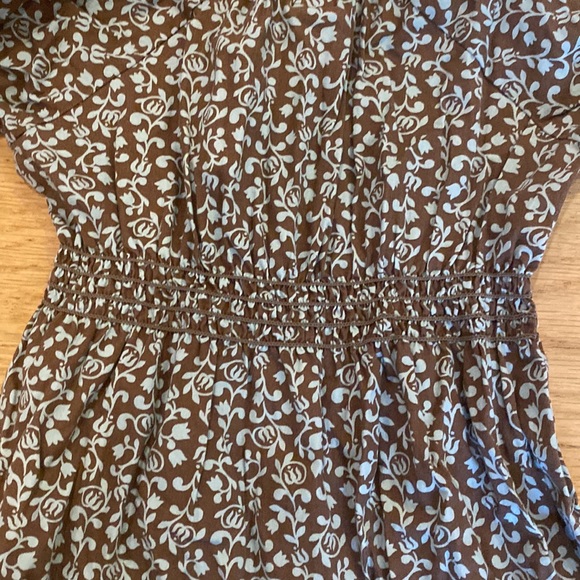 Tea Collection gated floral dress - brown with blue-grey pattern. - Picture 6 of 6